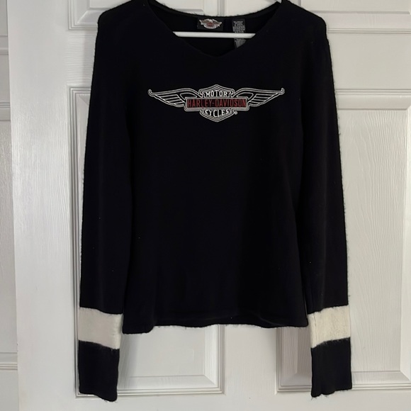 Authentic VINTAGE Harley Davidson Black V-neck sweater - Picture 1 of 7